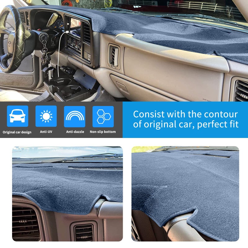 HanLanKa Dashboard Cover for Chevrolet Silverado 1500 2500 3500 1999-2006 Avalanche Chevy Tahoe Suburban GMC Sierra Yukon Dash Cover Mat(Premium Carpet, Gray) - Image 3